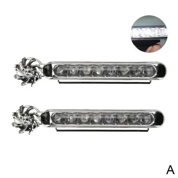 NewWind Powered Car LED DayTime Running Lights Creative Auto Auxiliary Lighting Rotation Fan Lamp Automobile Day Time Headlights