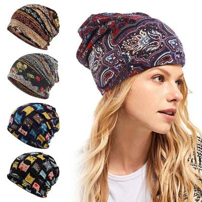 Soft Fabric Breathable Skullies Hat Stretch Turban Headwear Women's Slouchy Beanies  Spring Summer