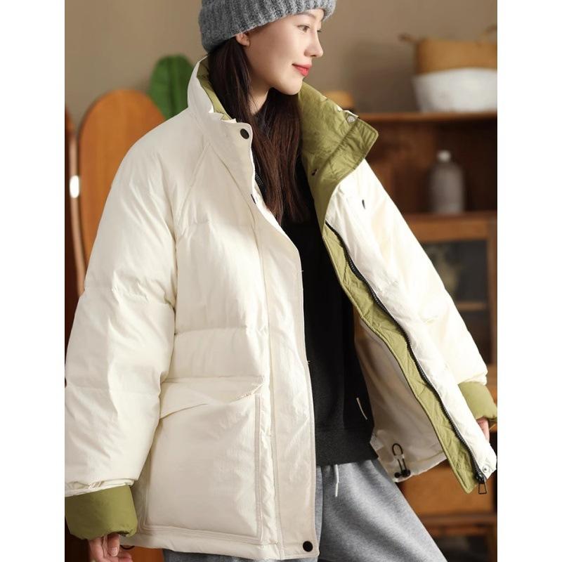 

In Winter, The New Korean Version of The Stand-up Collar Cotton-padded Jacket Women s Short Loose Thick Little Coat. S