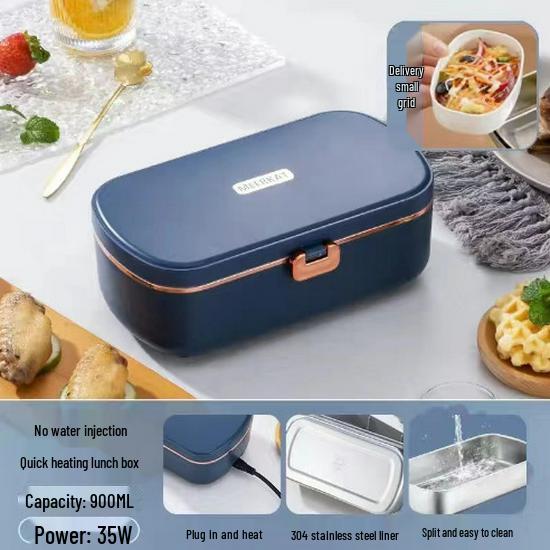 Electric Heated Lunch Box: Portable Stainless Steel, No Water Needed, Ideal for Office Workers and Students, Car Compatible.