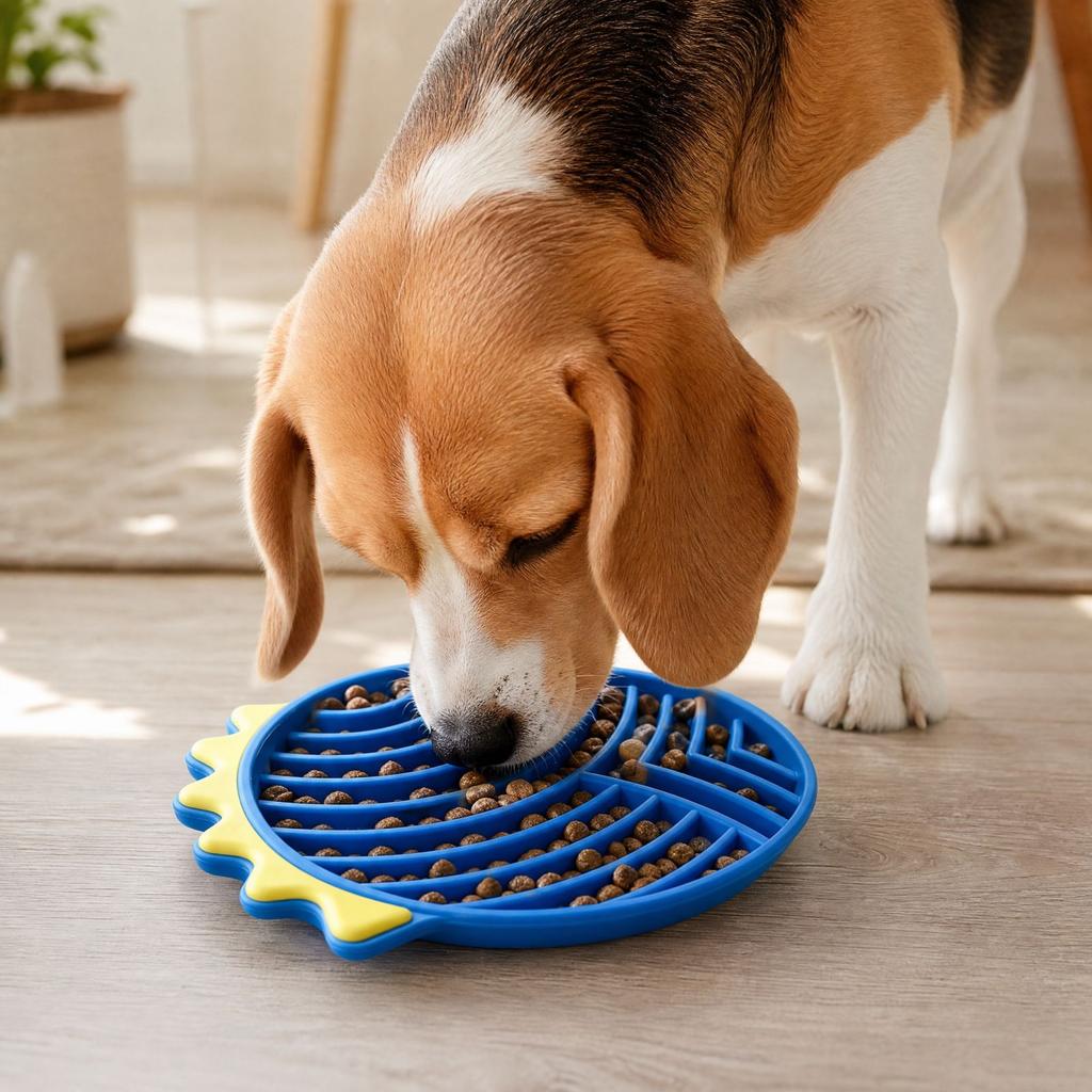 Silicone Slow Feeder Bowl for Dogs and Cats, Non-Tip Pet Food Dish, Puppy Dog Bowl