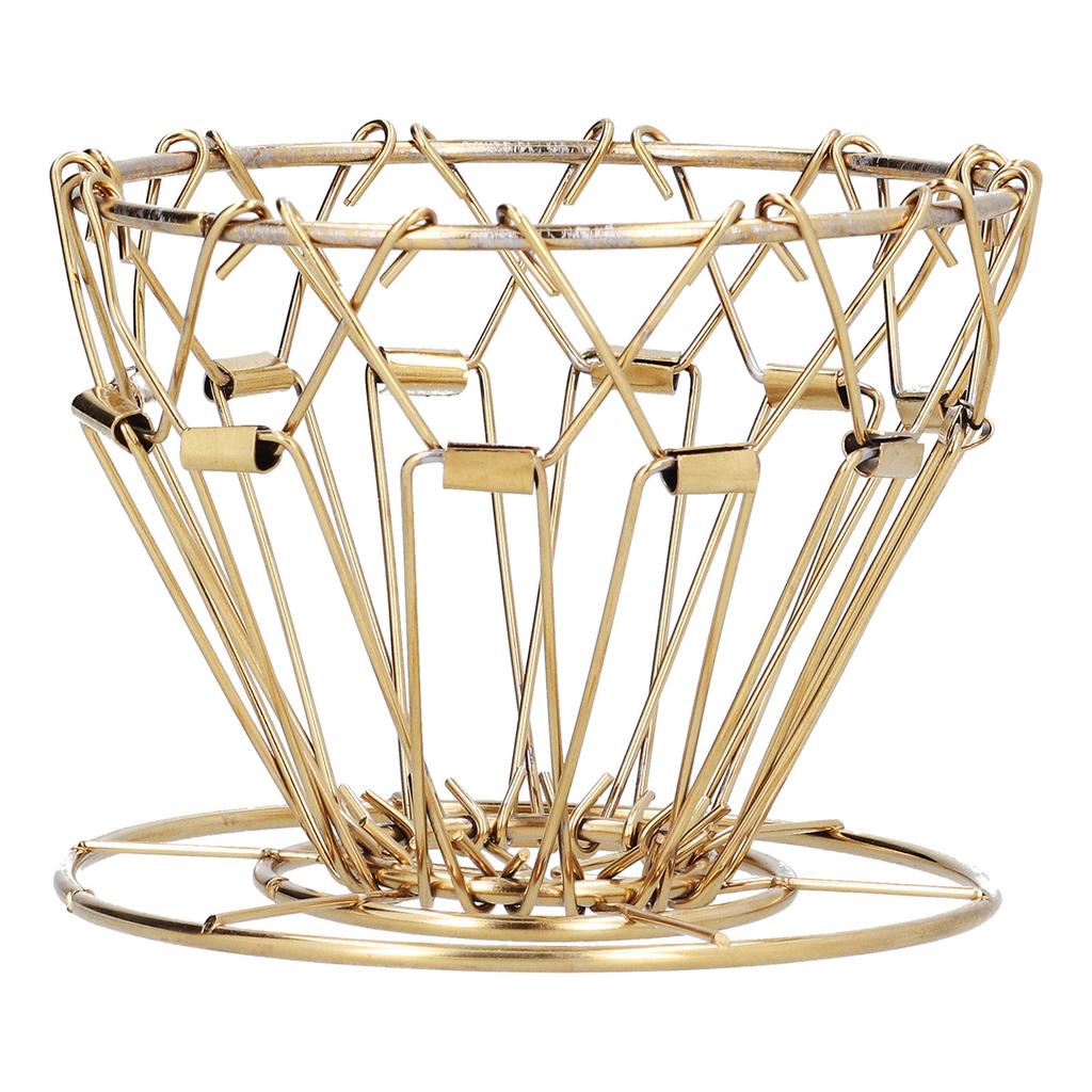 Coffee Filter Stand DripType 3Holes Foldable Stainless Steel CakeType Coffee Filter Holder(Gold )