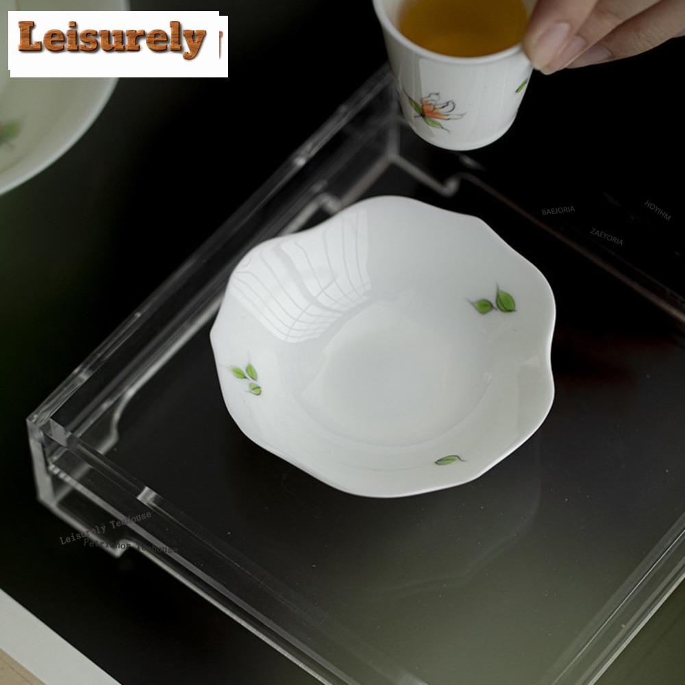 HOYIHM 1pc/lot Hand Painted Fingered Citron Ceramic Handmade Coasters Jade Clay Cups Base For Coffee Anti-scald Placemats Tea