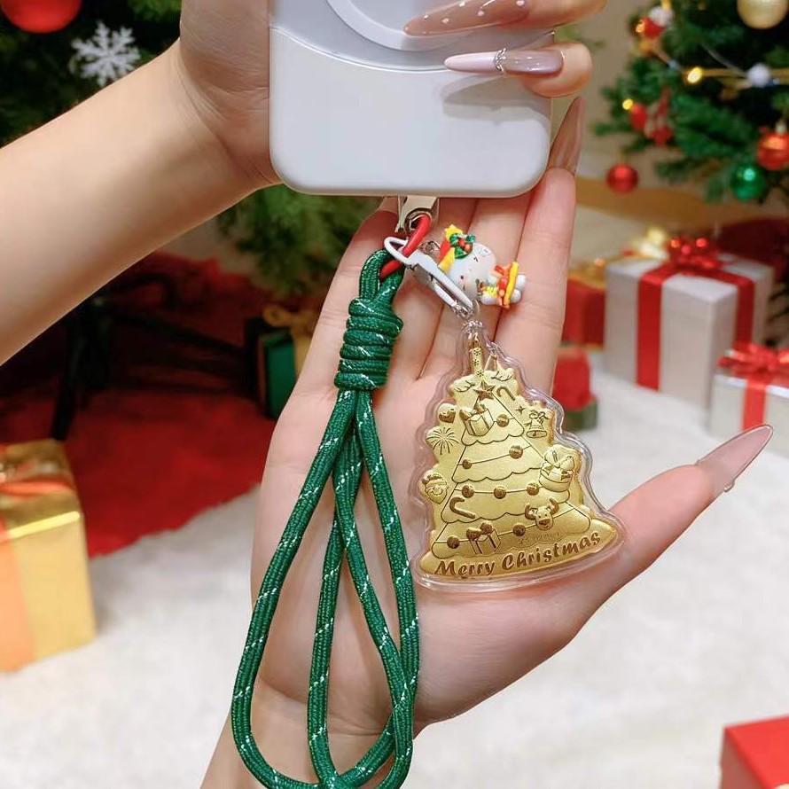 Ключница-подвеска  Рождественская елка  из чистого золота 999 пробы - Брелок для сумки, Подарок девушке No Gold