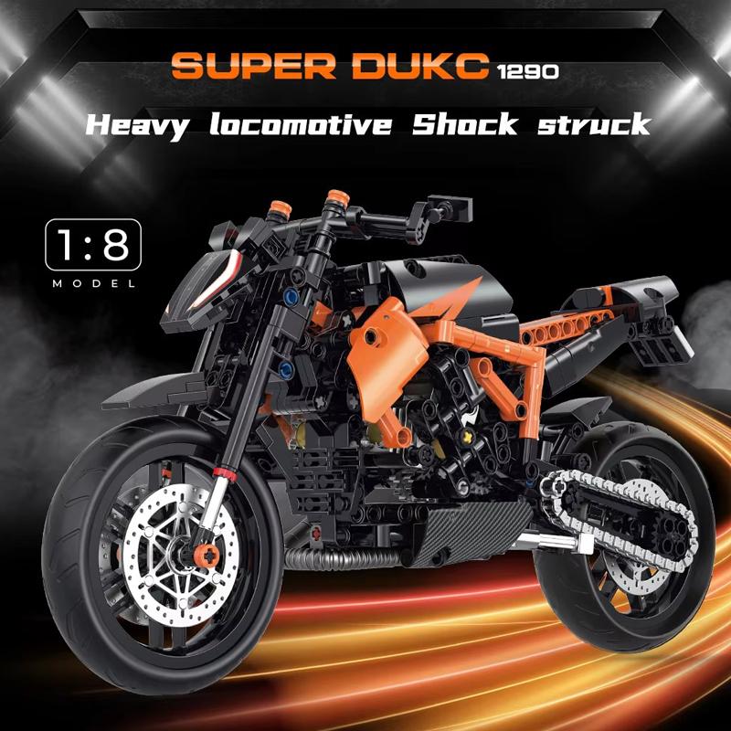 529 KS 1:8 1290 Model motocyklu Stavebnice MOC Závodní auto Montáž Stavebnice Hračky pro Děti Dospělé Dárky