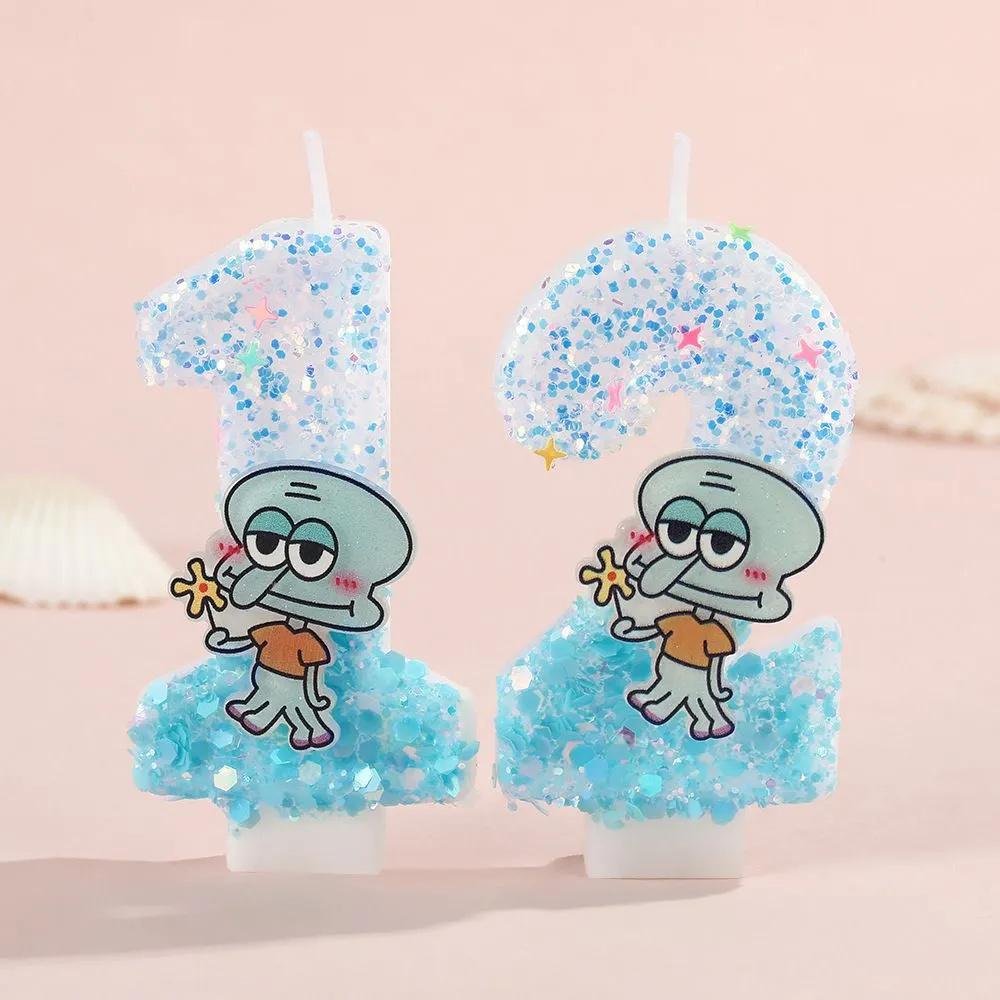 Number Shaped Birthday Candle 0-9 Glitter Design Cake Decoration for Children Baking Party Supplies with Character Figure