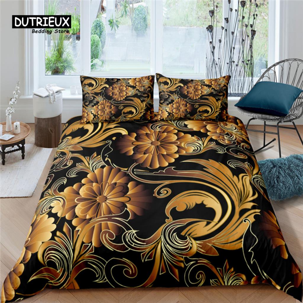 Home Living Luxus Blumenmuster 2/3-teiliges Weiches Bettbezug-Set Kissenbezug Queen und King Size Kinderbettwäsche-Set EU/US/AU Größe