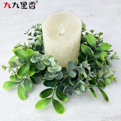 American Spring Simulation Wreath Candle Wreath Eucalyptus Boxwood Wreath Eucalyptus Leaf Dining Table Candlestick Wreath