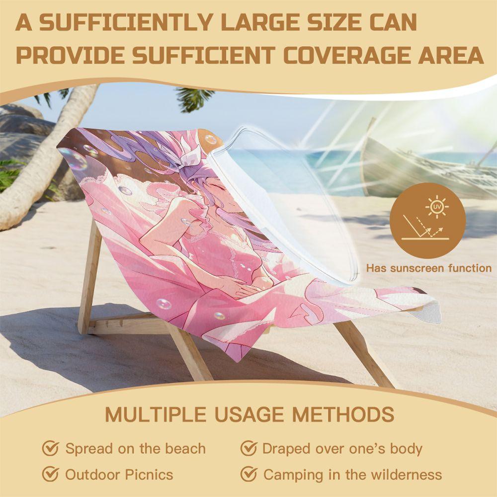 Hatsune Miku Bubbles Anime Beach Towel Digital Print Soft Quick Dry For Pool Swim Travel Camping Gift
