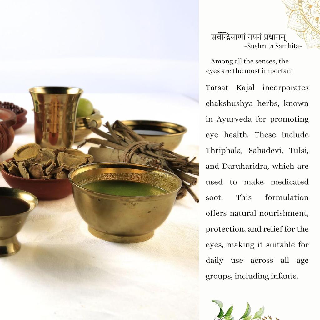 00% Natural Ayurvedic Herbal Lead Free Kajal with CHAKSHUSHYA Herbal Soot | No Preservatives | No Chemicals | No Irritation |2.5gm