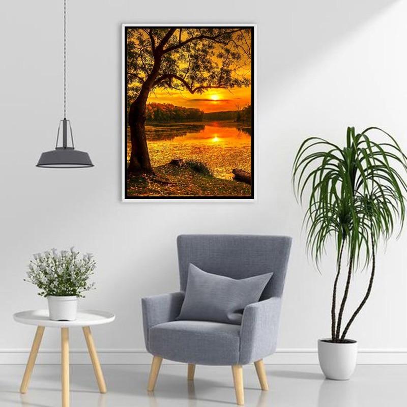 Autumn Landscape DIY 5D Diamond Painting Full Round Drill Resin Diamont Embroidery Cross Stitch Wall Sticker Home Decor