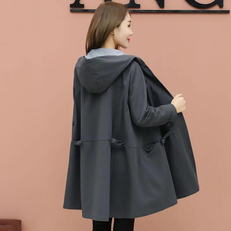 Frühling und Herbst Große Größe Damenbekleidung Langarm Warme Windjacke Großer Wollmantel