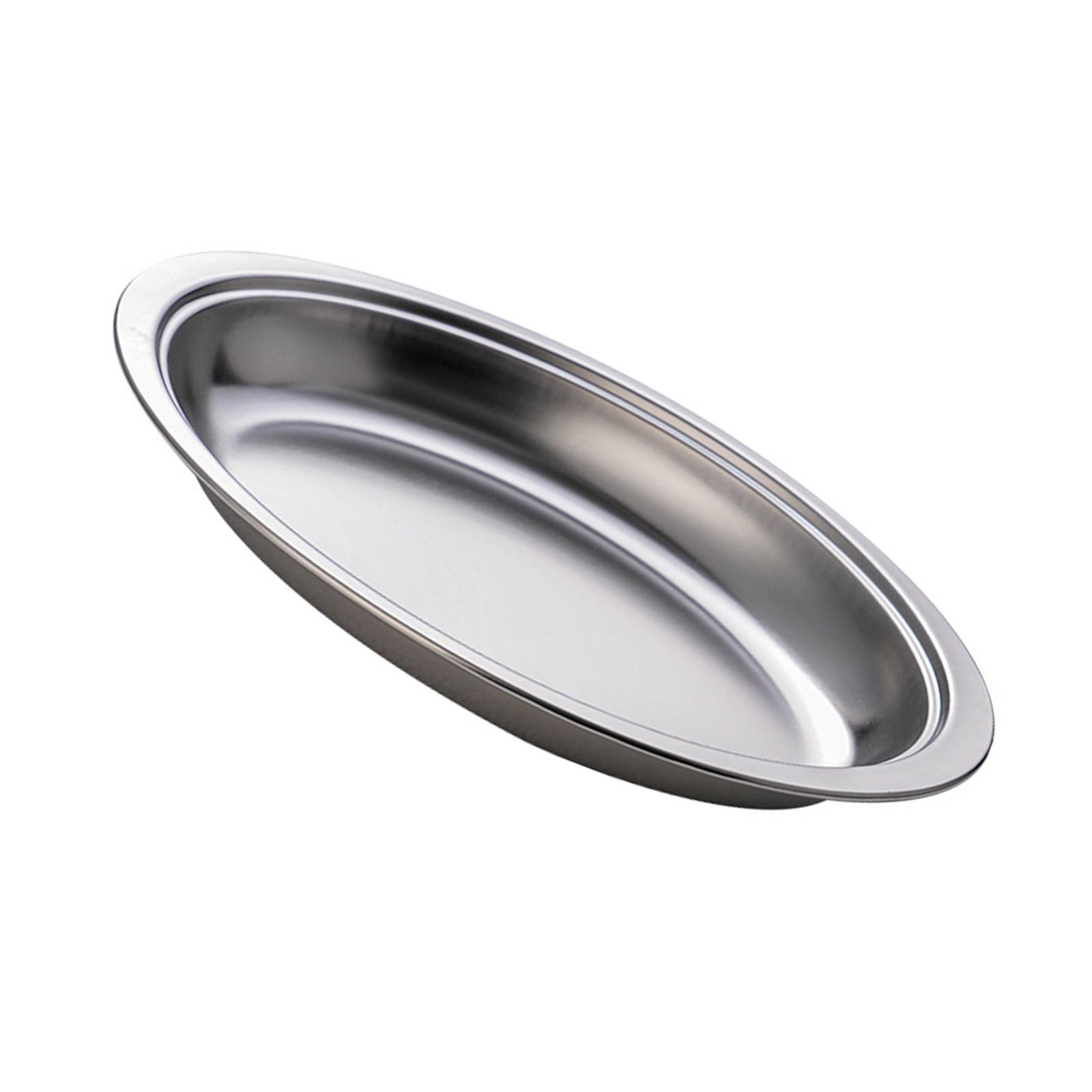 

Ресторанное сервировочное блюдо из нержавеющей стали, большое овальное, для приготовления рыбы на пару, бытовая тарелка для закусок, кухонные аксессуары L серебряный