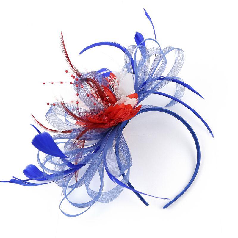 

Elegant Floral Feather Headband For Women s Hair Accessories Blue Red White