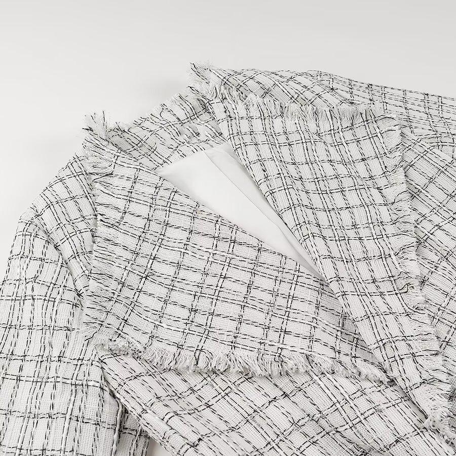 2024 Winter Women's Fashion Houndstooth Mid-Length Coat - European & American Style