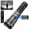 Super Bright LED Flashlight with Battery Display Rechargeable Light Telescopic Zoom Torch Lamp Outdoor Camping Fishing Lantern