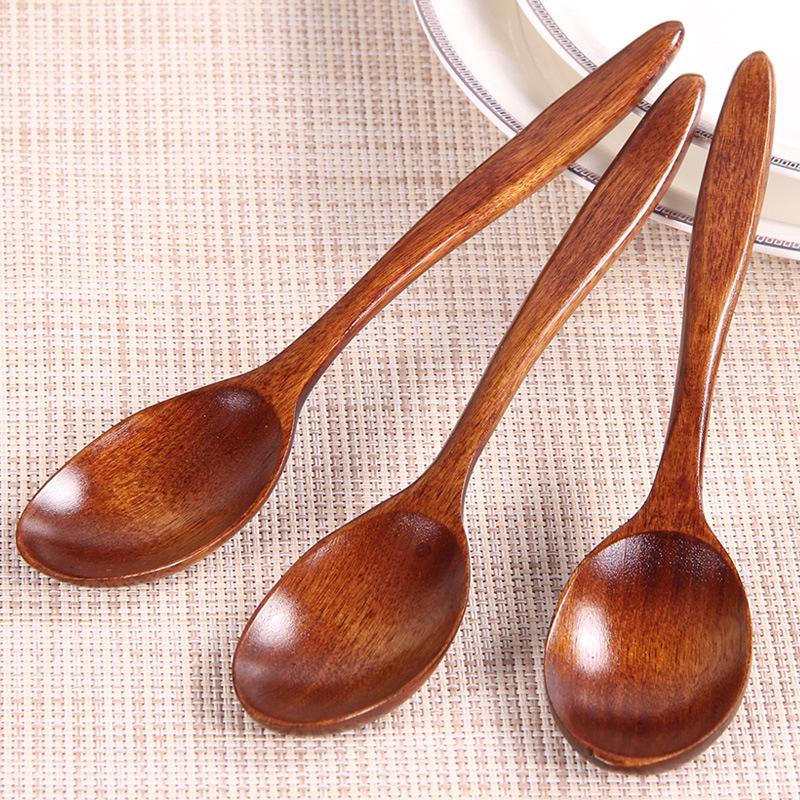 Natural Wood Spoon Japanese Style Wooden Tableware Coffee Tea Rice Spoon Kitchen Accessories