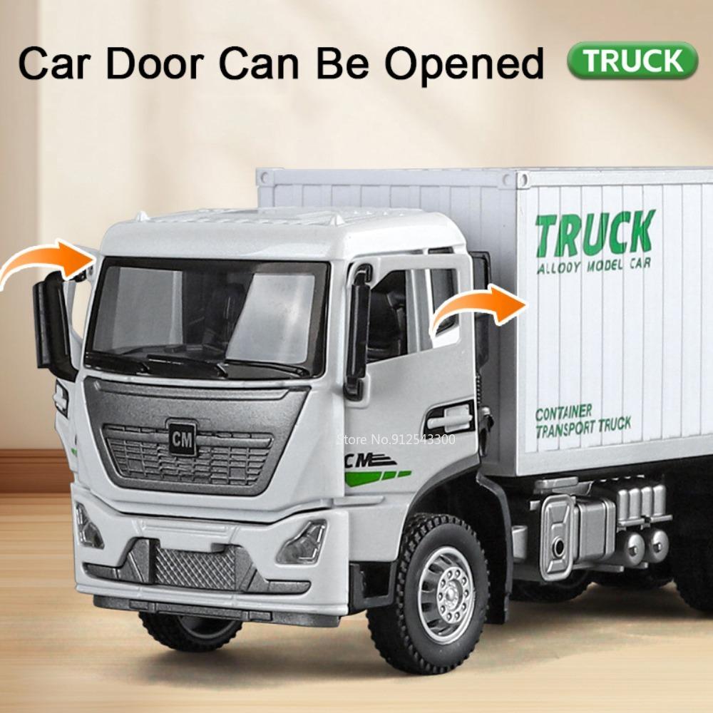 1:32 Container Transport Drone Launch Car Model Toy Alloy Body Rubber Tire Sound Light Pull Back Engineering Models Kid Present