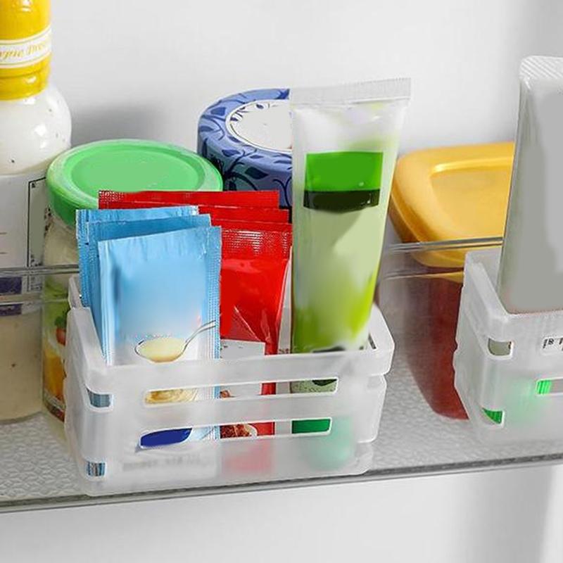 Refrigerator Side Door Telescopic Storage Box Cheese Slices Organize Case Snap Type Seasoning Bag Sorting Box Storage Rack