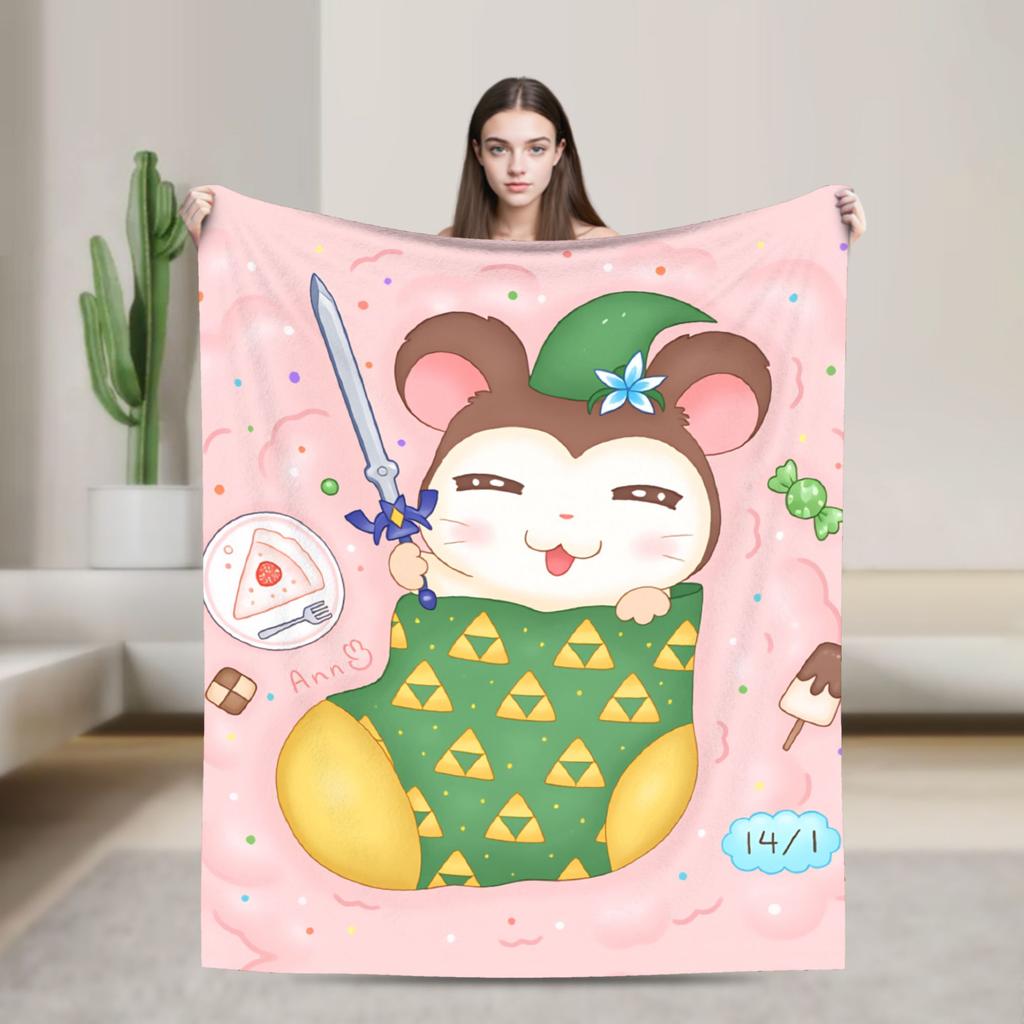 Adventure Story Hamtaro Blanket Super Warm Novelty Plush Bedding Throws For Bedroom Airplane Travel Flannel Bedspread Bed Cover