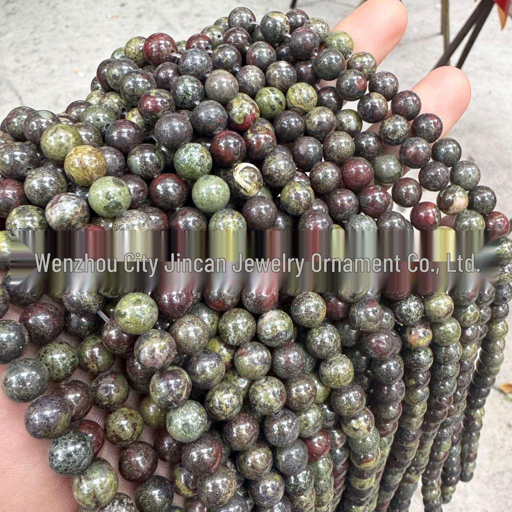 Dragon Blood Dinosaur Stone Round Beads for DIY Bracelets & Necklaces - Natural Sea Vein Loose Beads