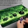 Spooky Graveyard Black Cats TCG Playmat 600x350 Green Castle Game Mat Non‑Slip Rubber Desk Pad for MTG DND CCG Trading Card Game