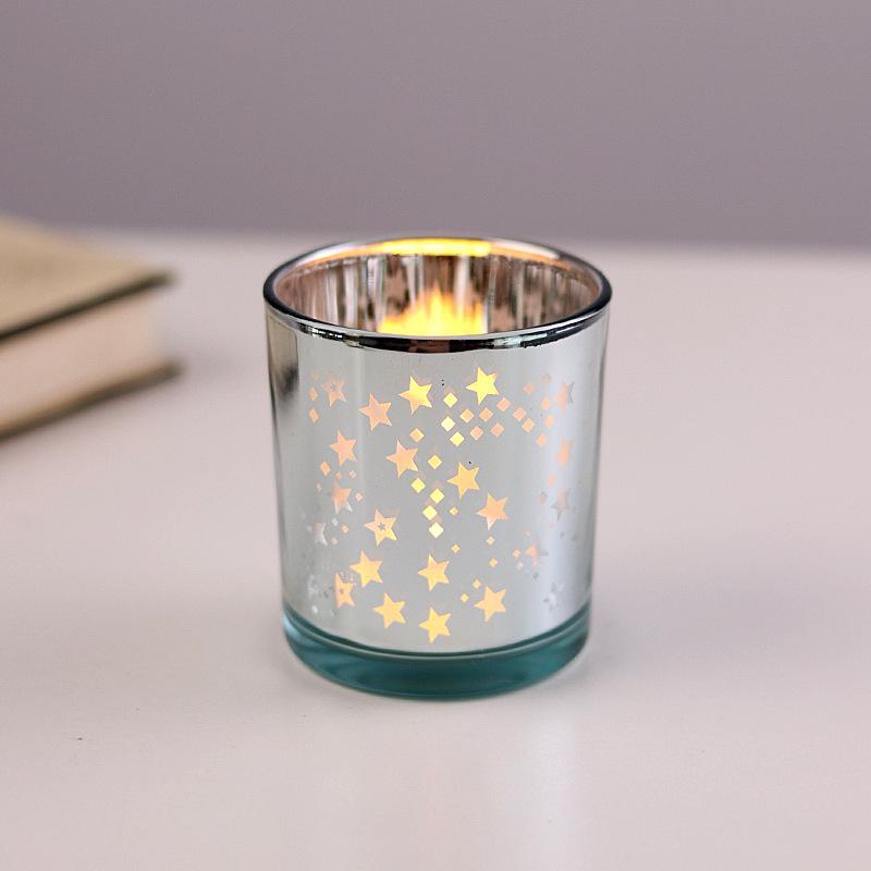 Świąteczny Kielich na Świecę Łoś Posrebrzany Świecznik Świecznik Szklany Pusty Kielich Transgraniczny Świecznik