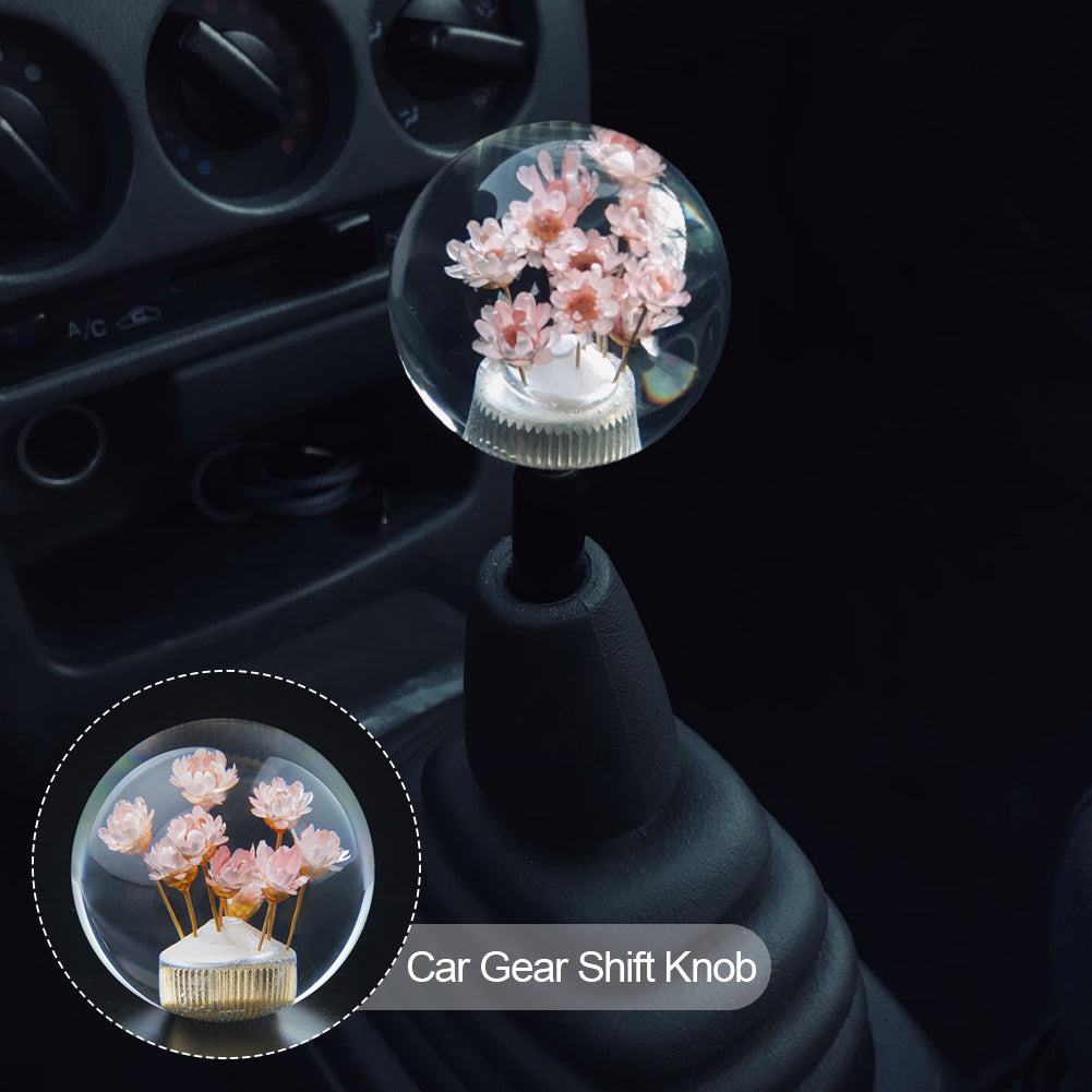 Testa Pomello Leva Cambio Auto Creativa Pomello Cambio Leva Bastone Fiore Trasparente di Cristallo Pomello Cambio Marce a Fiore Manuale 54mm Accessori Auto Decorazione