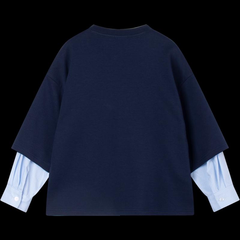 Mucmukn Boys' Letter Print Faux Two-Piece Sweatshirt