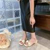 Fashion 2025 Summer New Style Bow Designed Elegant Slippers Women's Thick Heels Oped Toes Outdoor Beach Comfortable Lightweight Sandals