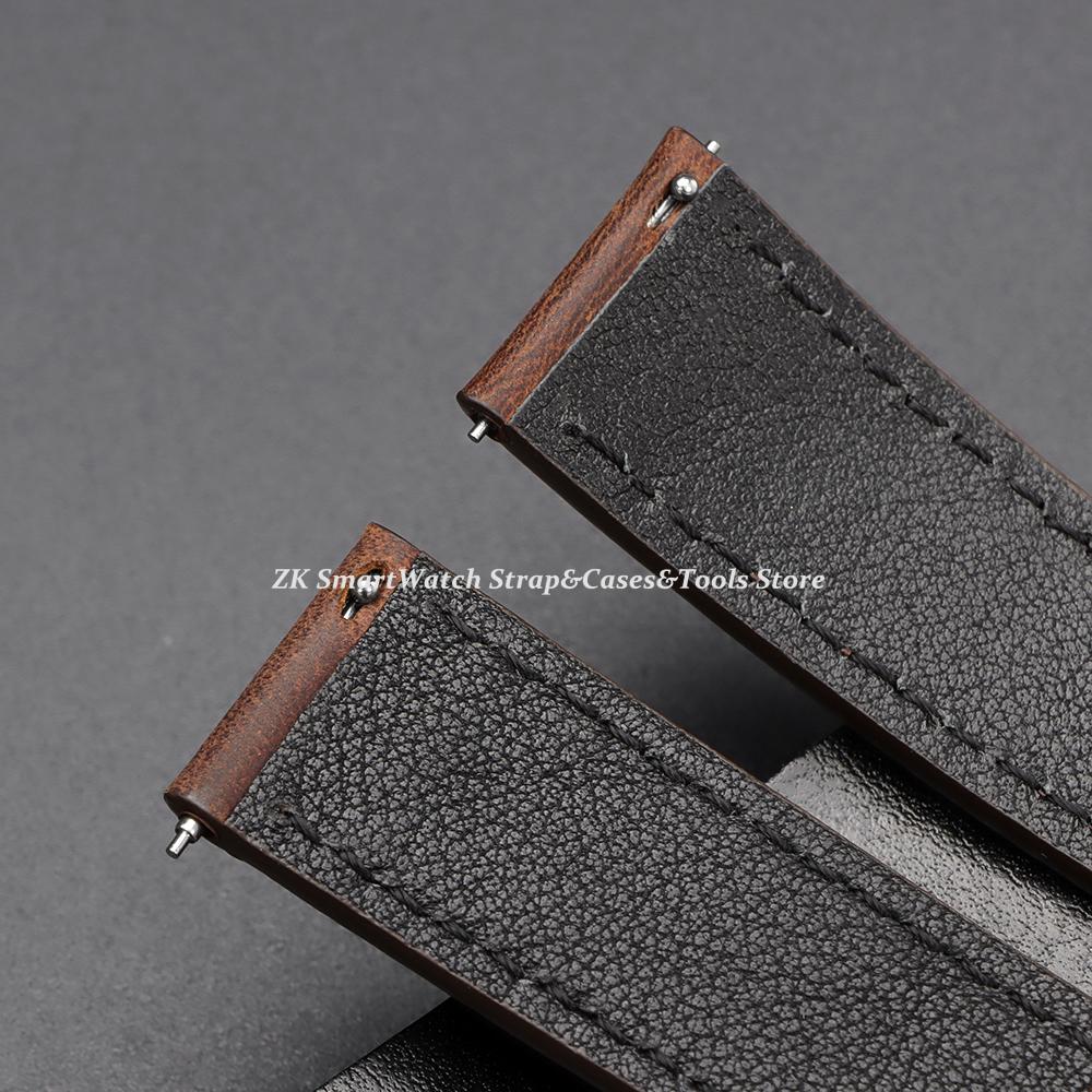 Vintage Genuine Leather Strap Universal Soft Quick Release Retro Crazy Horse Cowhide Watchband 18/19/20/21/22/24mm Men Wristband