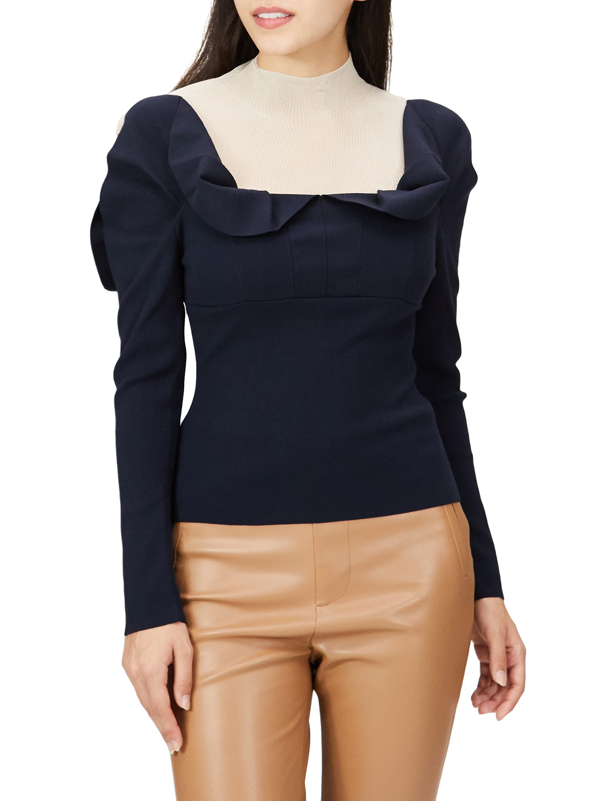 

Snidel Decollete Docking Knit Pullover SWNT224140 NVY F See-Through Women s