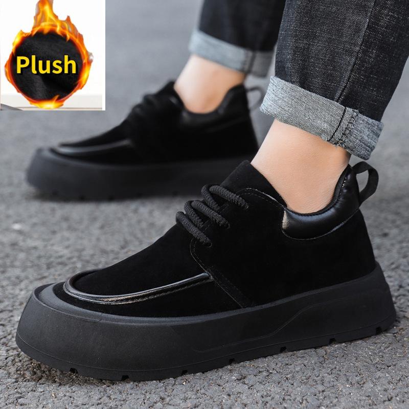 

Зимние мужские сноубутсы Теплые меховые ботинки на плоской подошве Кроссовки на шнуровке Повседневная плюшевая мягкая обувь Мужская удобная обувь для улицы 40