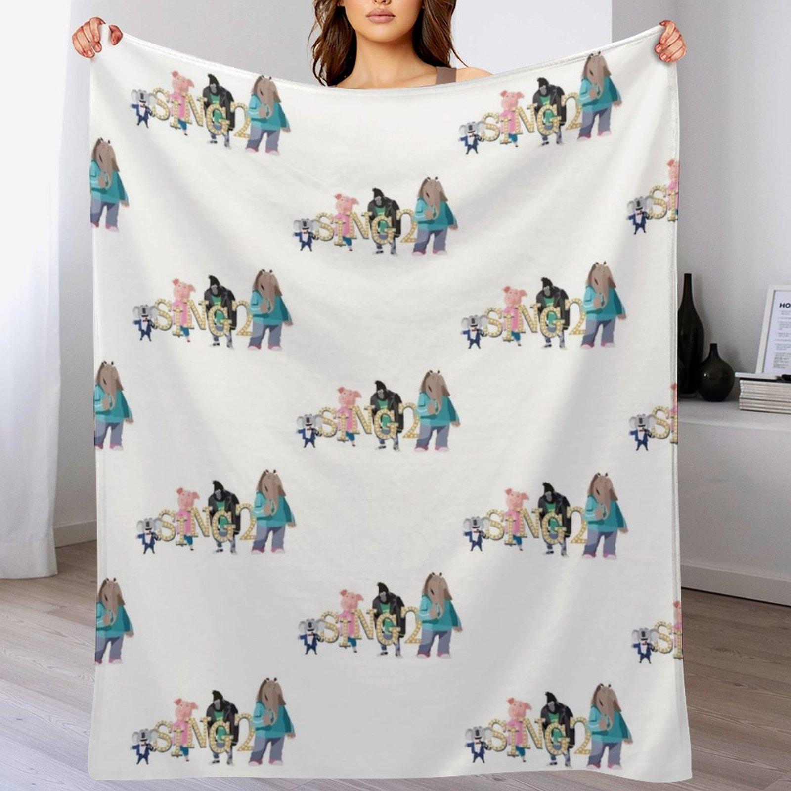 

SING 2 CHARACTERS Throw Blanket Portable Lightweight Blanket for Travel Camping 102x76cm(40x30in)