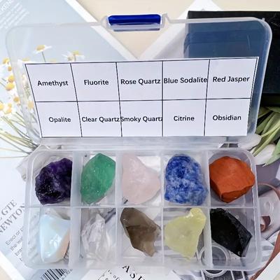 10 Piezas/Caja Set de Cristal Natural en Bruto Gemas de Energía Rocas en Bruto y Mineral Piedra Chakra Con Caja