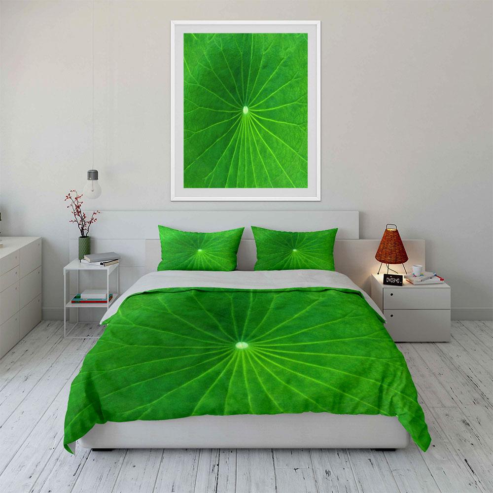 "Eco-Friendly Green Leaf Theme Set" kid's and adults' bedroom decor, Exquisite three-piece bedding set gift