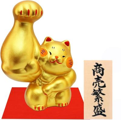 Osaka Choseido Ceramic Figurine with a 13cm Includes a Free Original Wooden Tag Maneki-neko Right-Handed Maneki-neko, Tall, (Sent Separately)