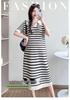 2026 Summer Striped Knit V-Neck Mid-Length Maternity Dress