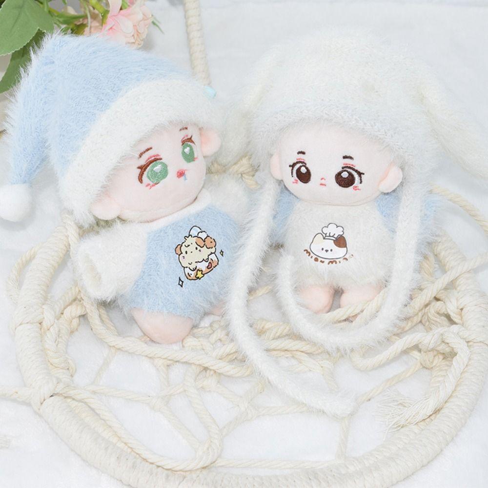 10cm Miniature Cap Pajamas Blue White Replacement Outfit Toy Doll Clothes  Cotton Stuffed Doll