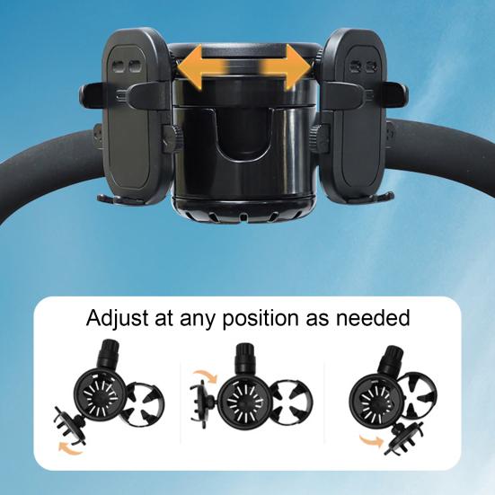 Water Cup Holder 3 in 1 Stroller Cup Holder with Phone Mount 360 Degrees Rotatable Drink Holder Non Slip Easy Install Removable Stroller Accessories