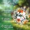 25.4 cm Floral Metal Wind Spinner with 360° Rotating Hooks Vibrant Orange Flowers Green Leaves for Garden Patio Balcony Outdoor Decor