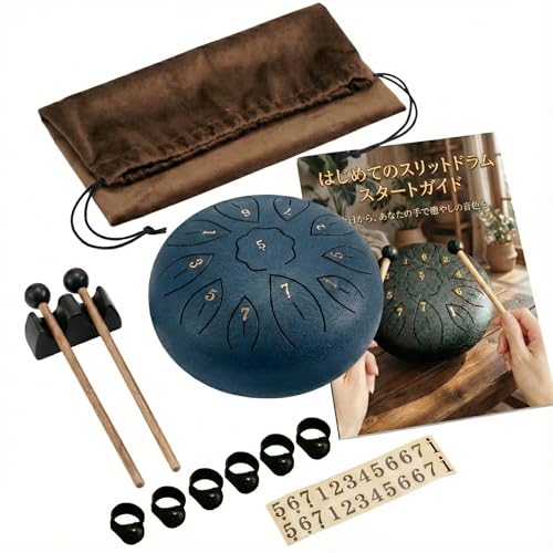 

AZ-FRONT Slit Drum Tongue Drum, 6-inch, 11-note, Beginner s Set, Includes Japanese Guidebook and Storage Bag (Navy)