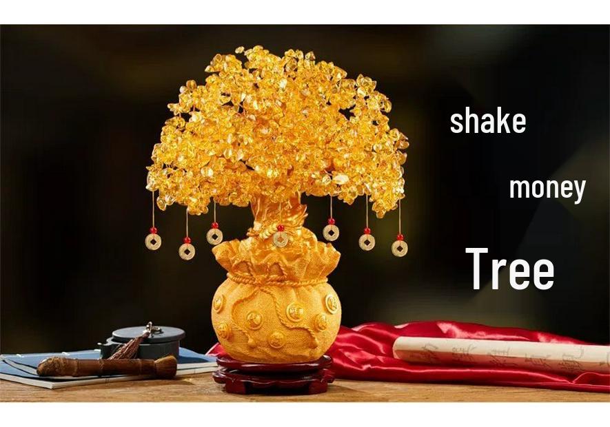 Citrine Money Tree Figurine: Attract Wealth & Fortune, Living Room & Entrance Décor