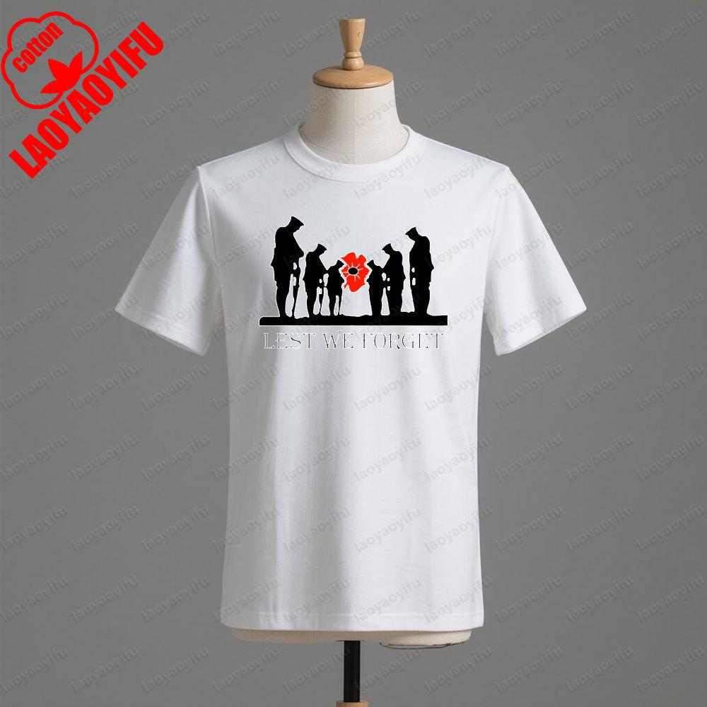 DDay Lest We Forget TShirt Anniversary Veterans Day Honour Our Armed Forces Remembrance Day Tshirt Men Summer Cotton Tee Tops