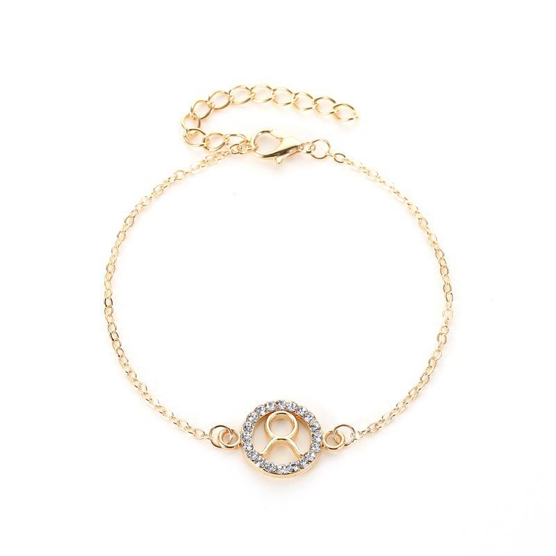 Hot-Selling Zodiac Diamond Bracelet - Stylish Round Hollow Design for Students and Couples