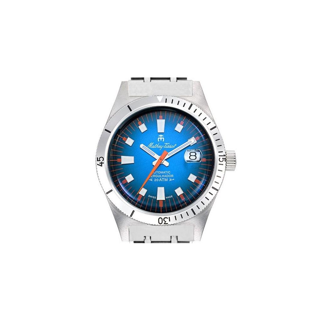 Mathey-Tissot Mergulhador Stainless Steel Blue Dial Automatic Diver's MRG1 200M Men's Watch With Extra Strap