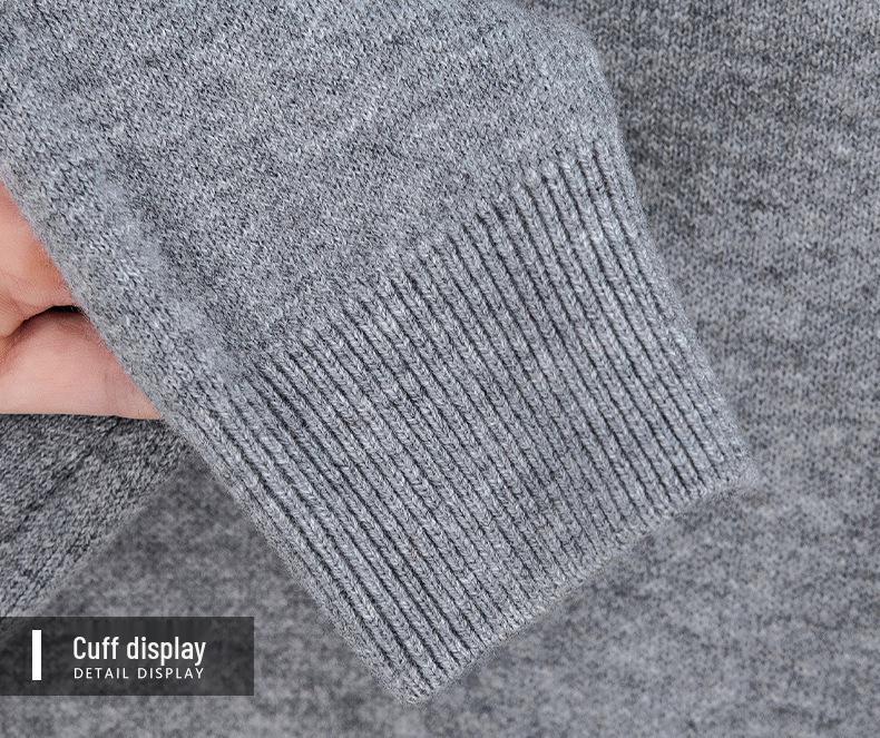 Men's 520g Semi-Worsted Wool Sweater - Autumn/Winter Thick 100% Sheepswool, Semi-High Collar, Four-Thread