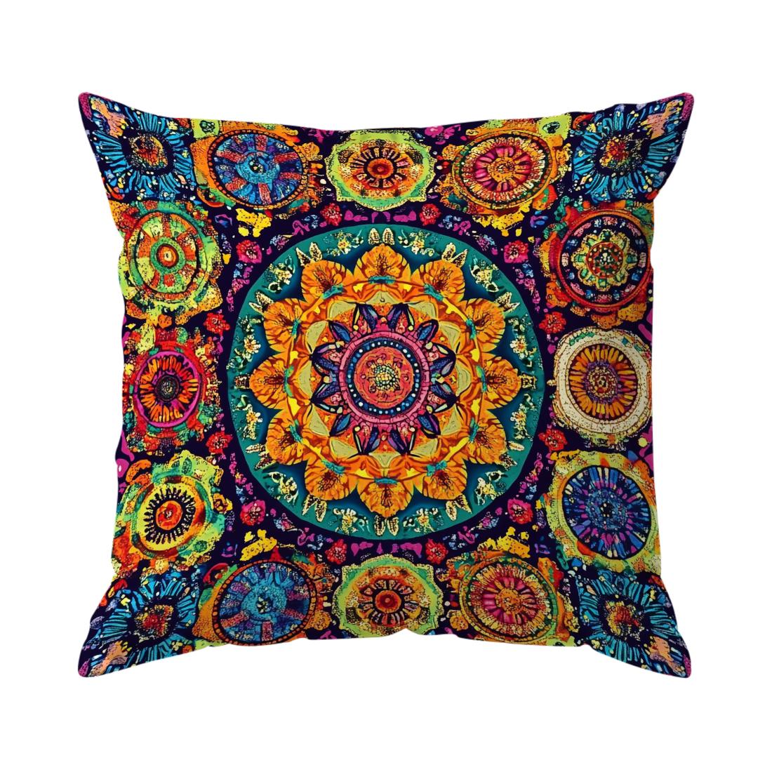 Bohemian Mandala Kissenbezug Gedrucktes Polyester 40/45/50cm Dekokissenbezug Dekorative Sofakissenbezug Heimdekoration Peach skin 18*18(CM)-1Pcs