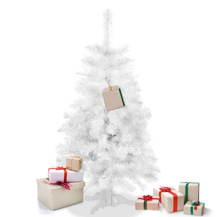 Sapin de Noël artificiel - SPRINGOS - Blanc - 120 cm - Compact - Durable - Décoratif