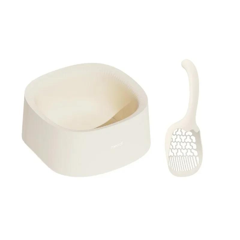 

Большой открытый кошачий туалет, широкий уникальный дизайн, устойчивый к брызгам, углубленные горшки для кошачьего туалета, легкоочищаемые товары для животных 52 51.8 22cm белый